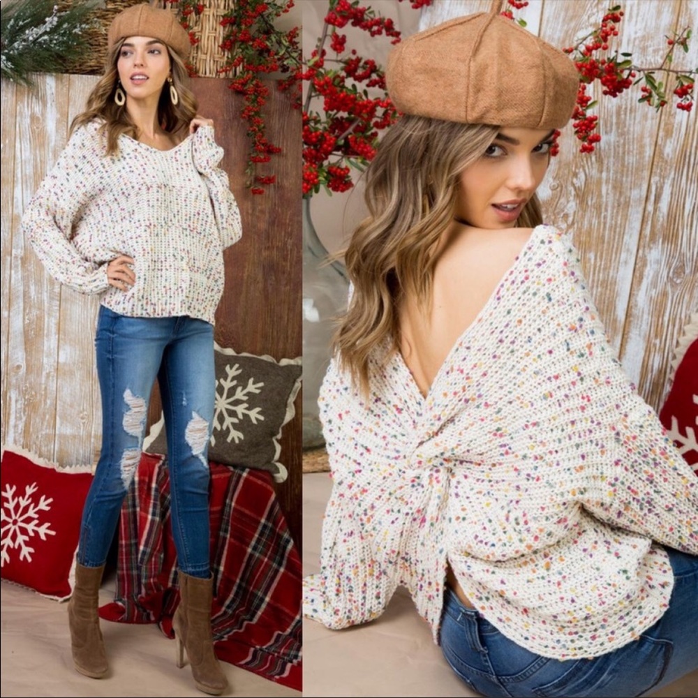 Ivory Twist Back Sweater